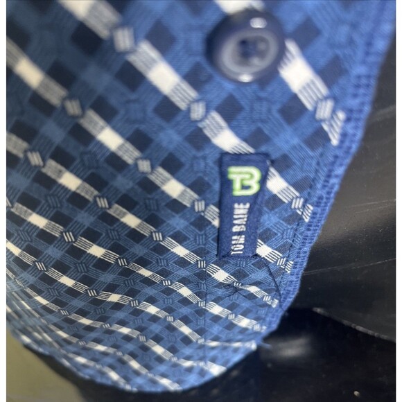 Tom Baine Performance Shirt Slim Fit Button Down Blue White Small 14-14-1/2 - Picture 7 of 9